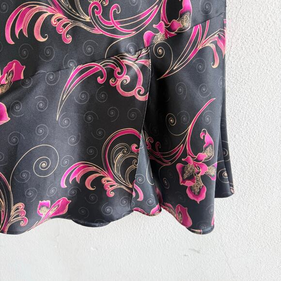 Vtg Delicates Satin Slip Dress + Robe Set Black Pink Baroque Lace Trim 2 Piece M - Picture 4 of 14